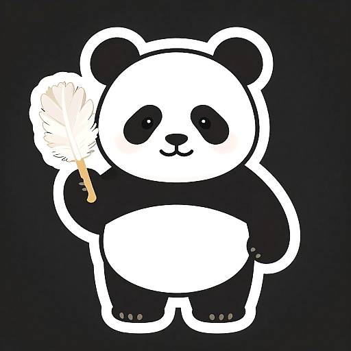 Panda Holding Feather Fan Sticker