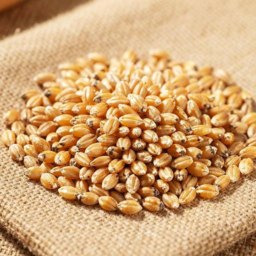Close-up of Grains on Burlap Sack