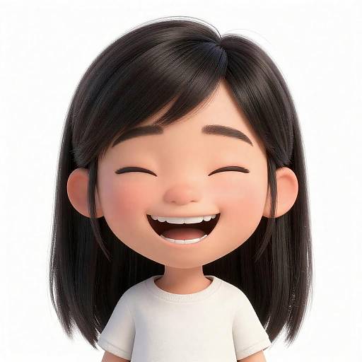 Smiling CGI Girl with Black Hair