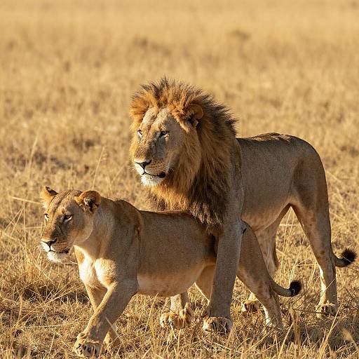 Lion Courtship in a Golden Savanna