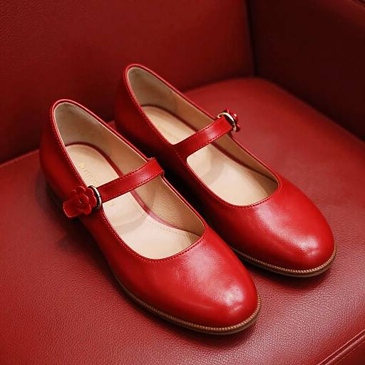 Vibrant Red Leather Mary Jane Shoes