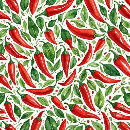 Vibrant Watercolor Chili Pepper Pattern