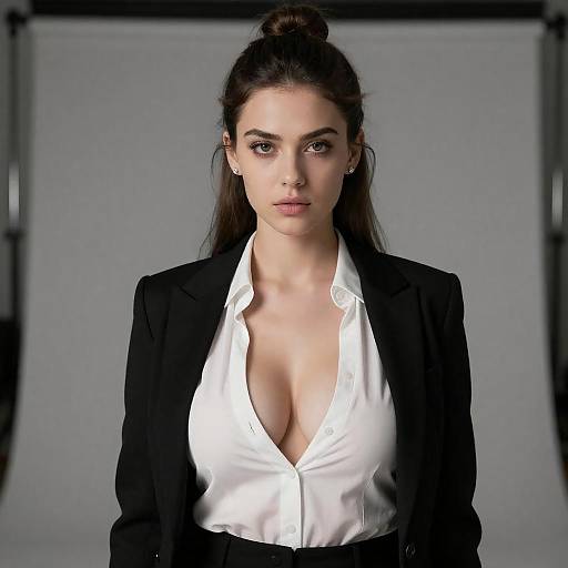 Seductive Businesswoman in Photorealistic Portrait