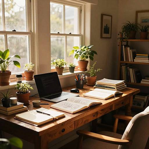 Cozy Natural Workspace with Rustic Charm