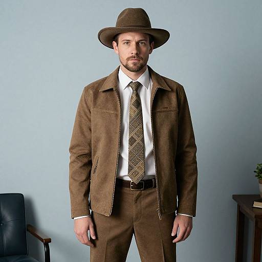 Man in Taco Suit with Brown Jacket