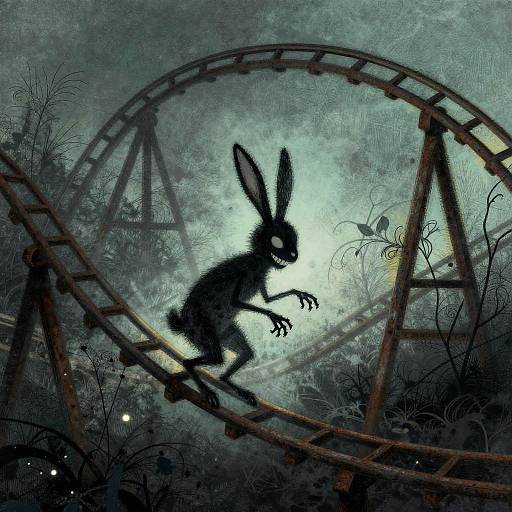 Macabre Shadow-Rabbit on Rusting Tracks
