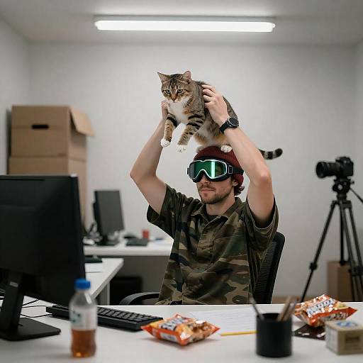 Quirky Portrait of a Cat Lover