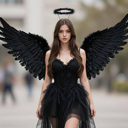 Black Angel Costume Female Portrait