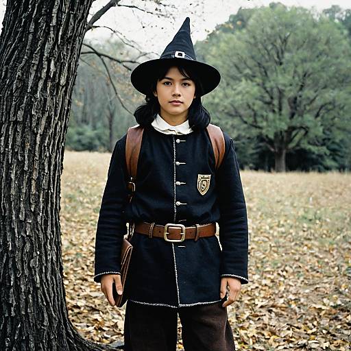 Realistic Pilgrim Costume Outdoor Portrait
