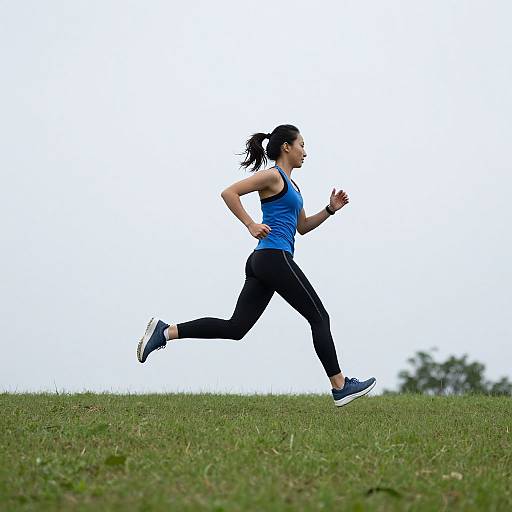 Woman Running on Hilltop