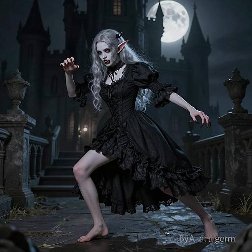 Moody Vampire Girl in Victorian Dress