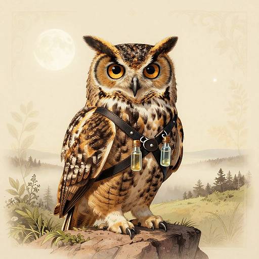 Majestic Great Horned Owl Illustration