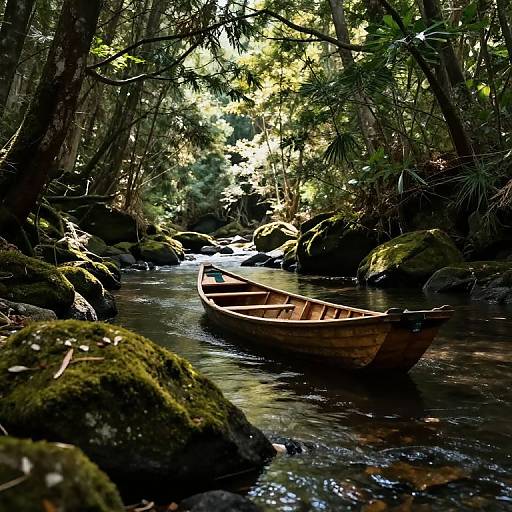 Handcrafted Boat on Forest River