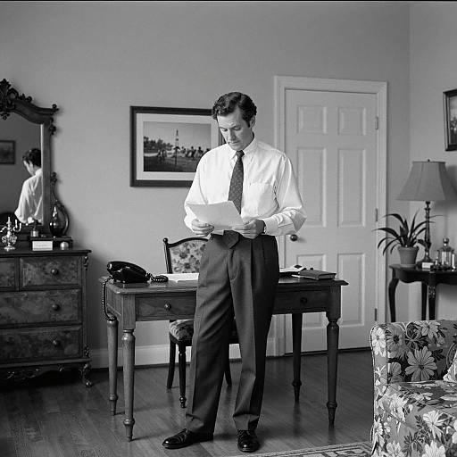 Classic Black and White Living Room Scene