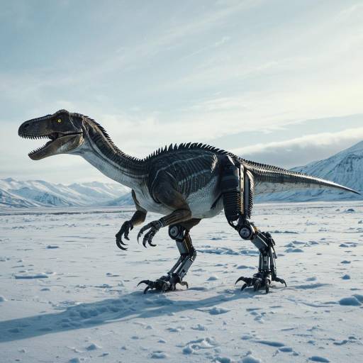 Robotic Velociraptor in Frozen Tundra