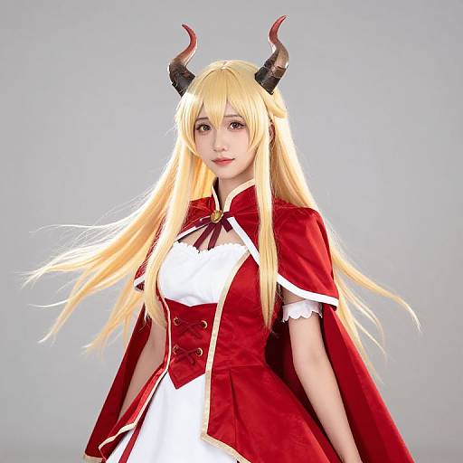 Blonde Girl with Horns in Cape