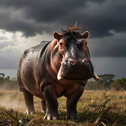 Cinematic Storm Hippo Photoreal Portrait