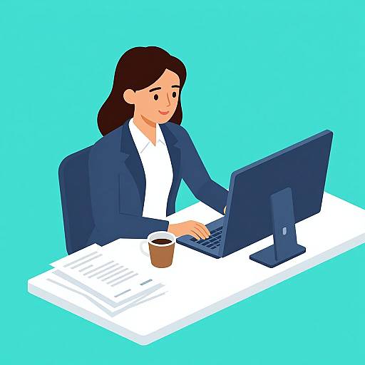 Smiling Businesswoman at Work Desk