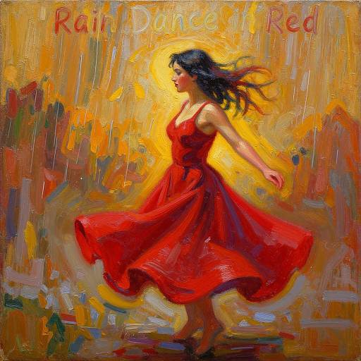 Rain Dance in Red - Vibrant Oil Painting