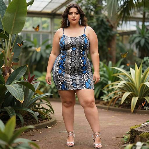 Plus-Size Manga Woman in Botanical Garden