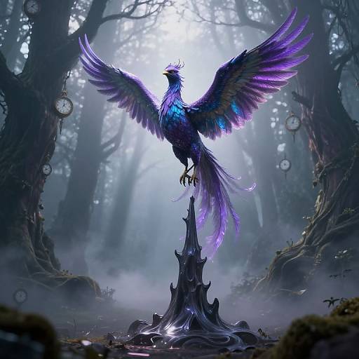 Surreal Phoenix in Enigmatic Forest