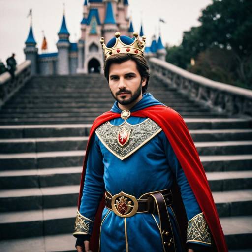 Man in Disney King Costume with Cape and Crown
