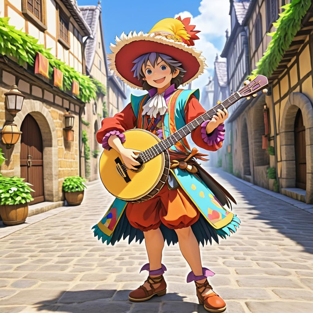 Charming Bard in Vibrant Anime Style