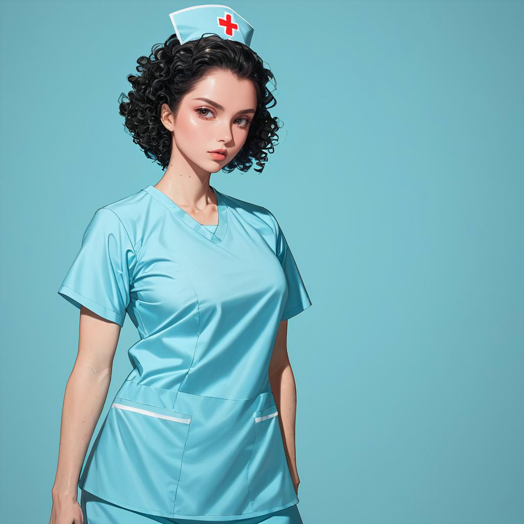 Avant-Garde Nurse in Arctic Blue Setting