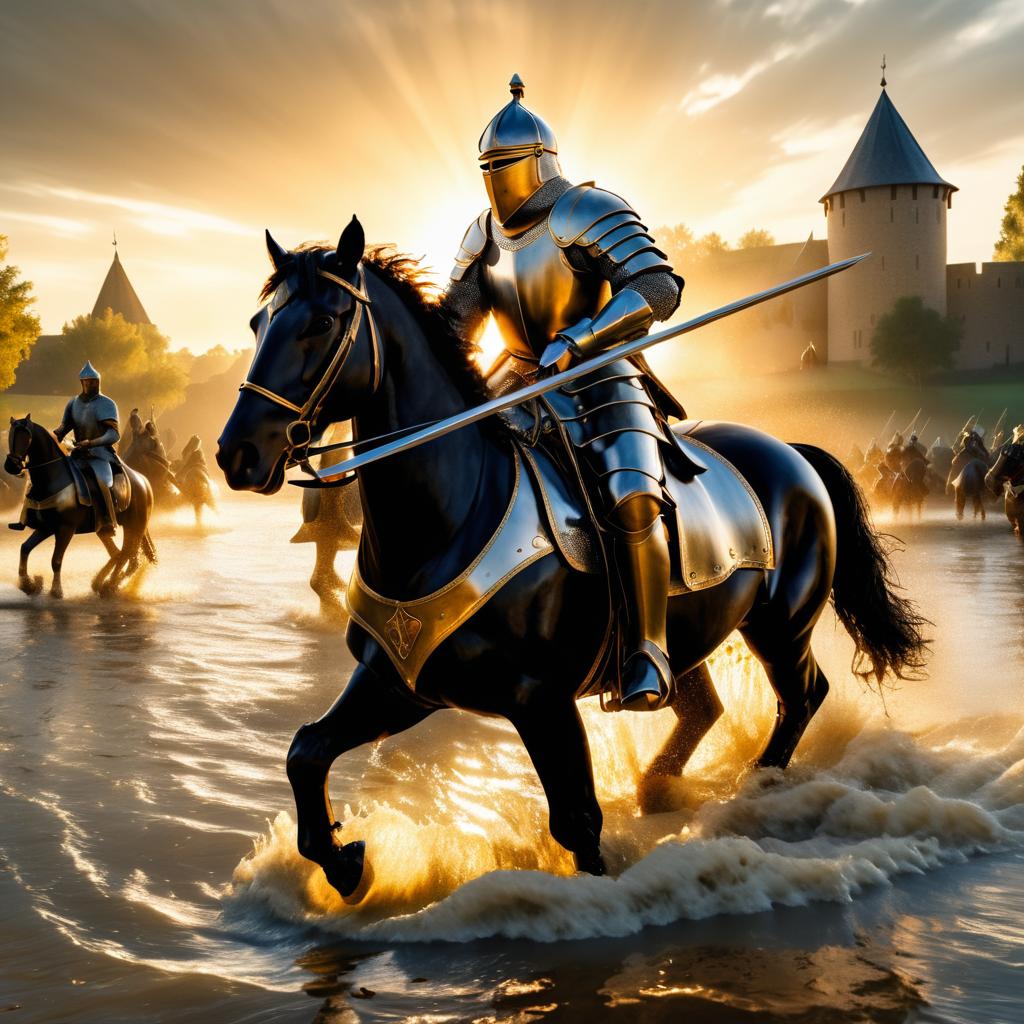 Epic Knight Battle at Golden Hour