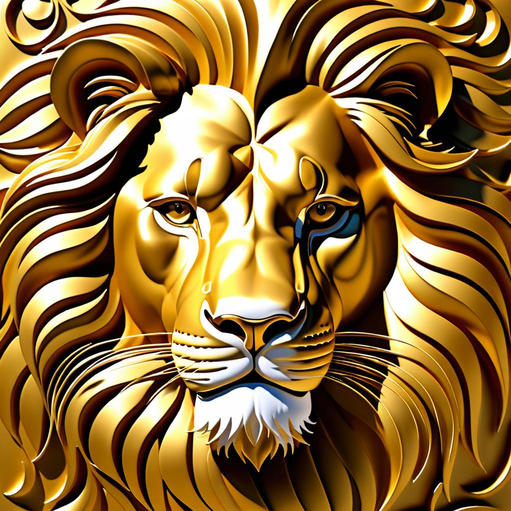 Regal Lion Portrait in Warm Gold Tones