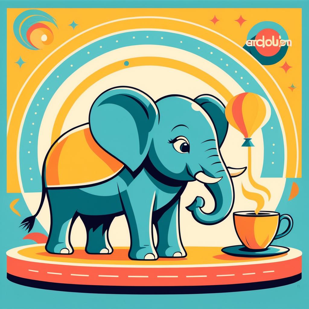 Whimsical 1950s Cartoon Elephant Logo