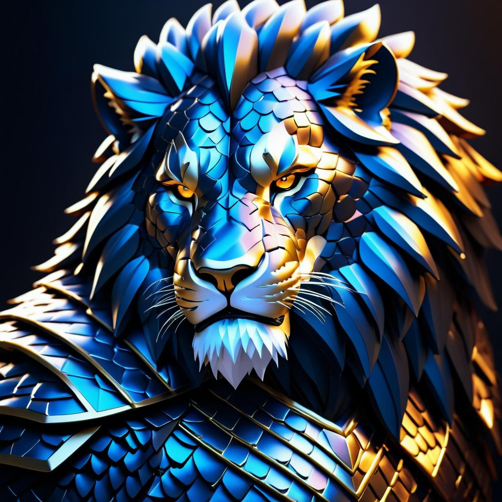 Fierce Scaled Lion Under Cinematic Lighting