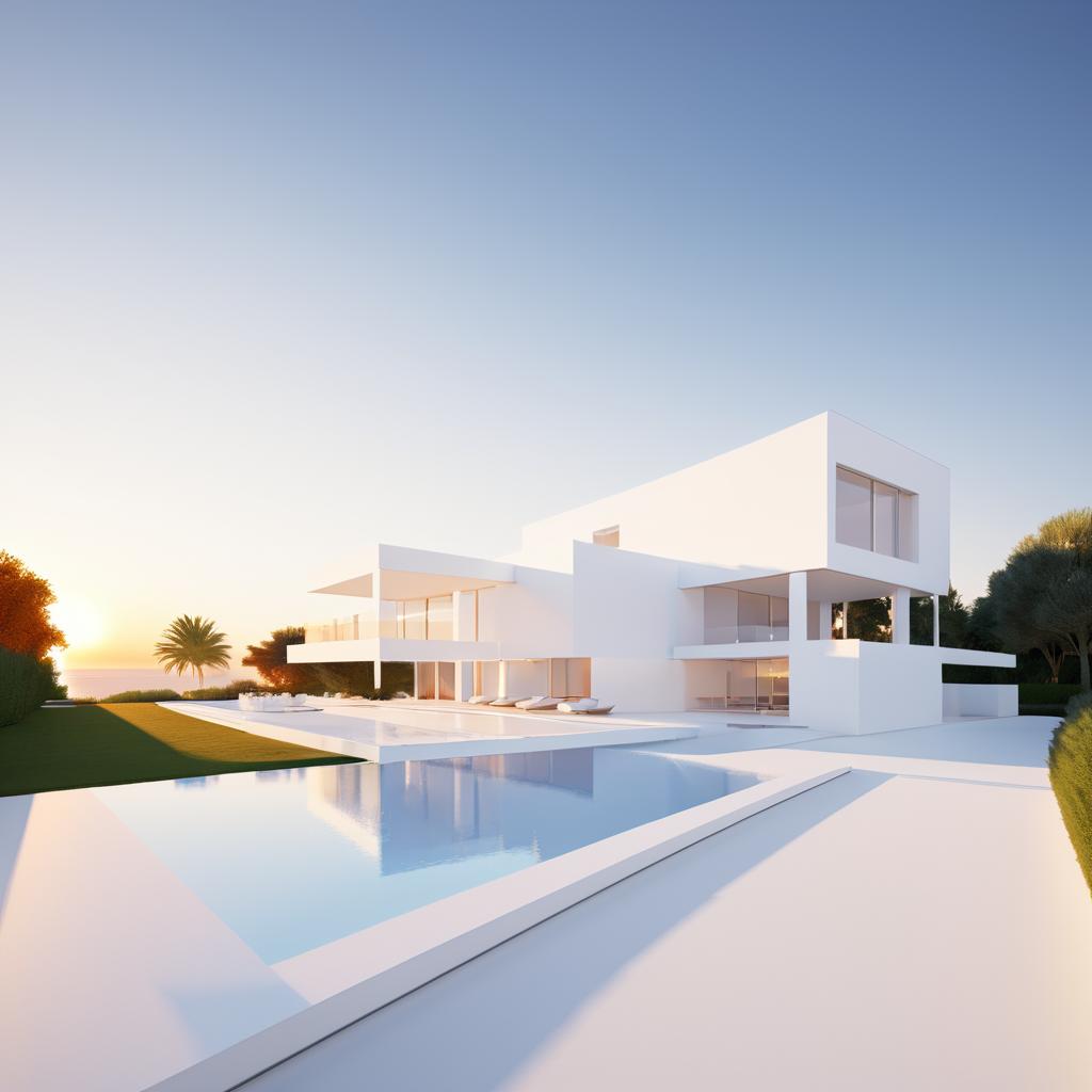 Minimalist Villa Render by Richard Meier