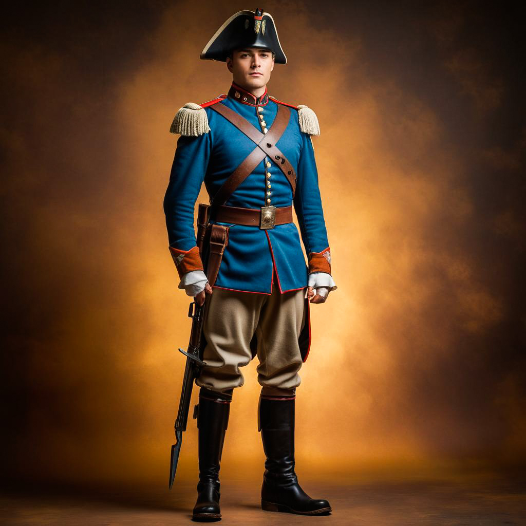 Historical Reenactor in Vintage Military Uniform