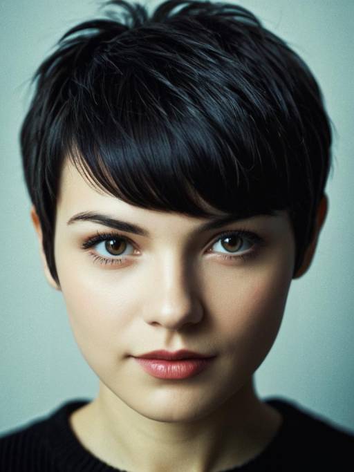 Close-up Portrait of Woman with Pixie Cut Hairstyle