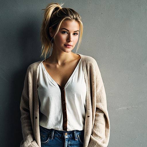 Casual Cardigan Portrait of Young Woman