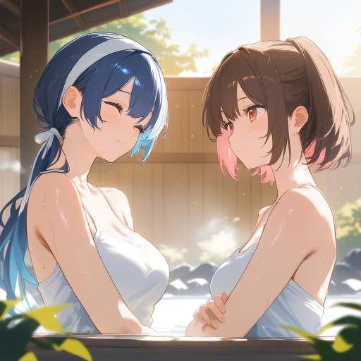 Kancolle Admiral in Relaxing Onsen Scene