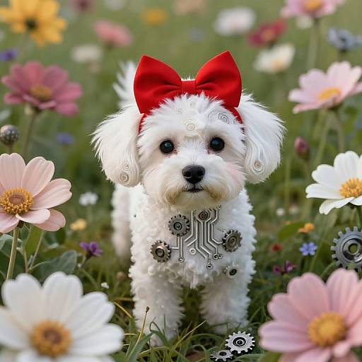 Surreal Biomechanical Dog in Gear Field