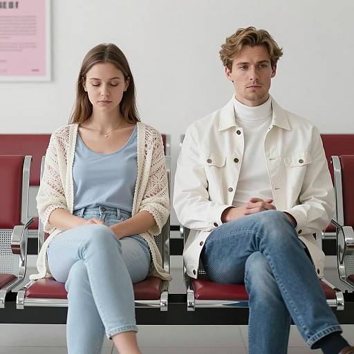 Couple in a Modern Waiting Room