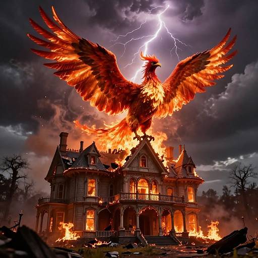 Phoenix Rising Over Victorian Ruins