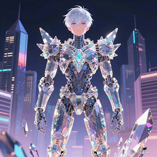 Crystalline Android Anime Portrait