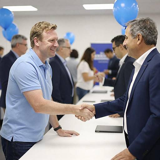 Men Shaking Hands at Indoor Event