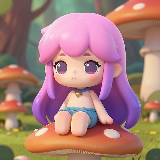 Chibi Girl on Giant Mushroom