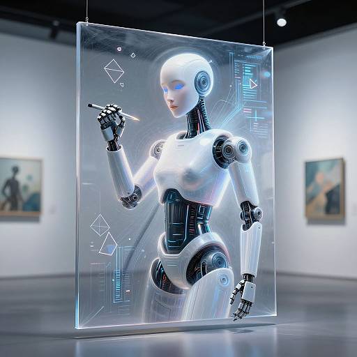 Humanoid Android Creating Surreal Portrait