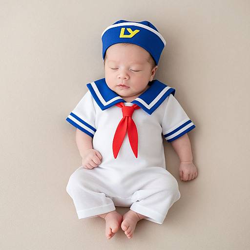 Adorable Newborn in Sailor Costume