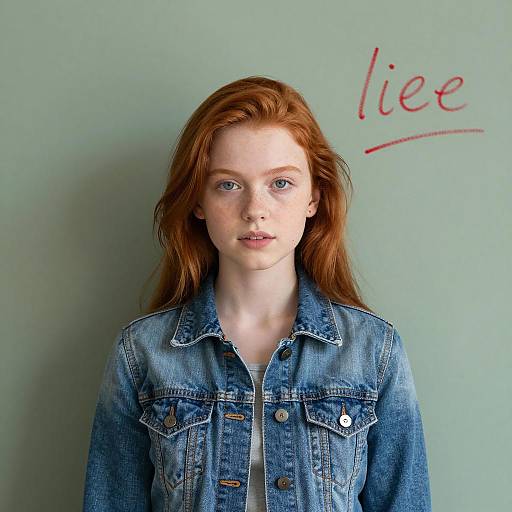 Young Girl with Red Hair and Denim Jacket