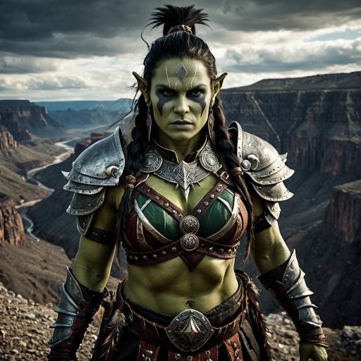 Fierce Female Orc in Dramatic Canyon