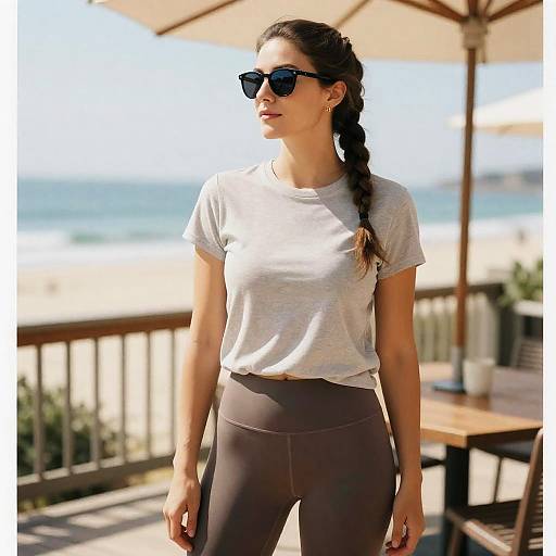 Athletic Soccer Mom on Beachside Patio