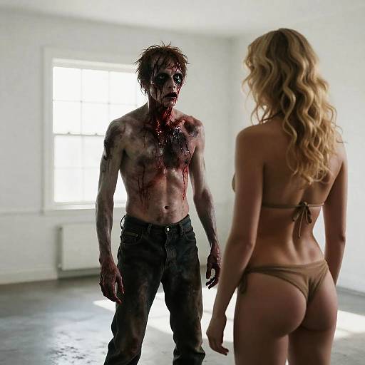 Intense Zombie Encounter in Dim Room