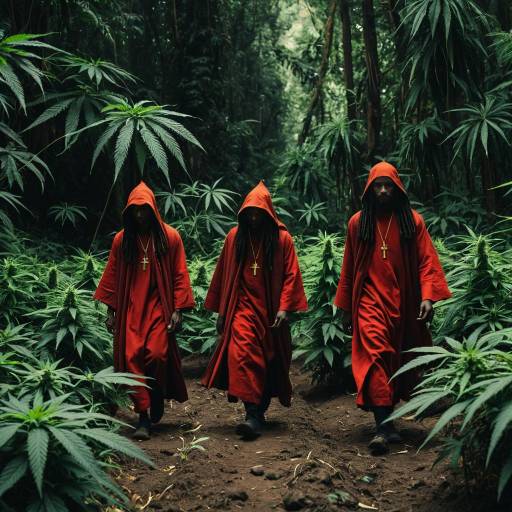 Ethiopian Monks Walking Through Cannabis Forest